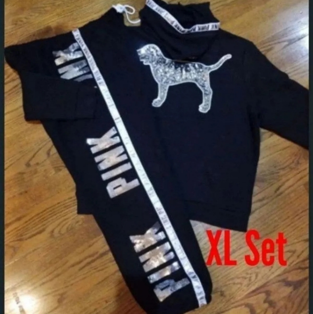 SOLD! VS Pink Bling Pullover Hoodie & Classic Pant - Picture 1 of 7